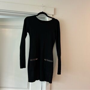 Michael Kors black long sleeve knit sweater pencil dress in medium with pockets